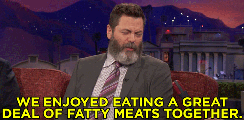 nick offerman fatty meats GIF by Team Coco