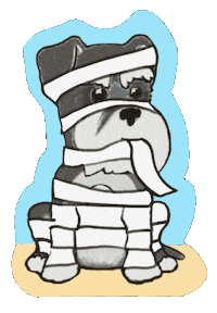MissRoseCreates halloween mummy andrex puppy naughty pup naughty schnauzer Sticker