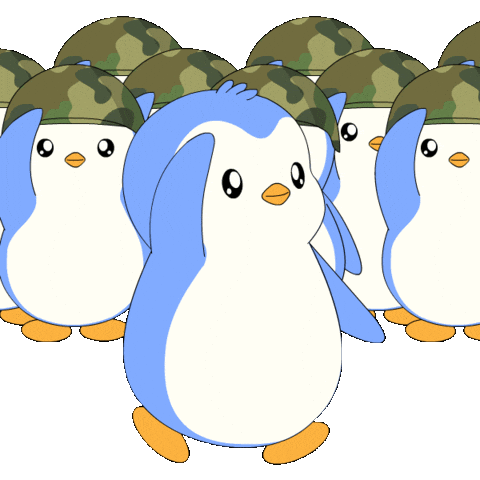 Saluting War Sticker by Pudgy Penguins
