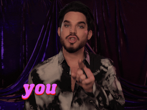 Celebrity gif. Adam Lambert looking intently at us and nodding in encouragement. He points at us and says, "You got this." 
