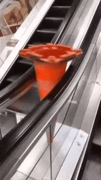 Wobo spinning rotating upside down escalator GIF