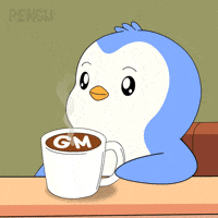 Sitting Good Morning GIF by Pudgy Penguins