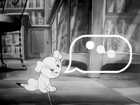 black and white waiting GIF