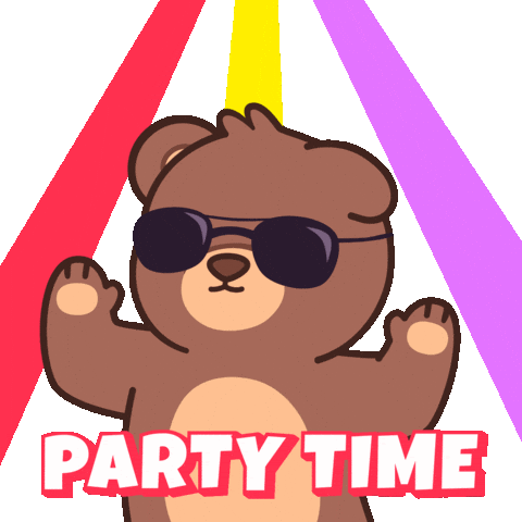 Teddy Bear Party Hard Sticker by BEARISH