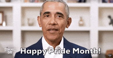 Political gif. Barack Obama looks sincerely as he mouths the words that appear. Text, "Happy Pride Month!" 