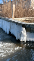Icicles Hang Over Frozen Waters on New York's Long Island