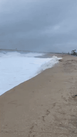 Strong Surf Crashes on Southern California Beach