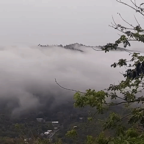 Low-Hanging Clouds Shroud Puerto Rican Mountains