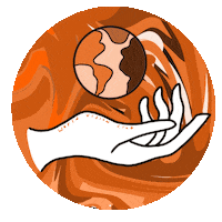 Smallyingg orange hand earth deco Sticker