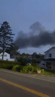 Smoke Billows From Fire at Waterfront Hotel in Boothbay Harbour, Maine