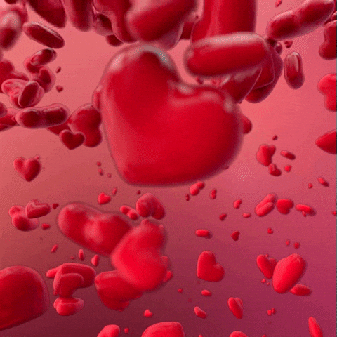 moving pixel heart black outline on red screen