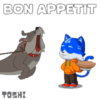 Hungry Bon Appetit Sticker by Toshithecat