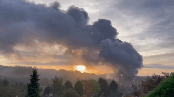Thick Smoke Billows From Industrial Estate Fire in Wales