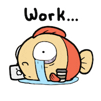 Tired Gold Fish Sticker by Aminal Stickers
