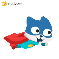 Flying Blue Cat Sticker by Studycat language learning for kids