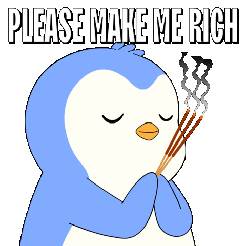 Money Pray Sticker by Pudgy Penguins