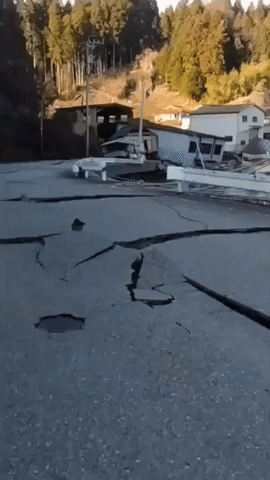 Cracked Roads and Destroyed Homes Seen in Wake of Japan Quake