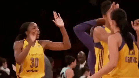 High Five Los Angeles Sparks GIF by WNBA