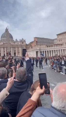 Pope Francis Waves to Crowd Gathered for Palm Sunday Mass