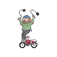 MichaelCHsiung hippie merman ninja lumberjack merman with nunchucks nunchucks and dirtbikes Sticker