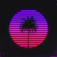 Fiftyrock retro sun vaporwave palm tree GIF