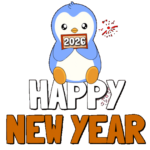 Happy New Year Penguin Sticker by Pudgy Penguins
