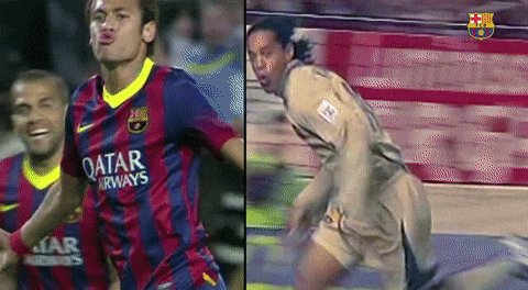 goals ronaldinho GIF by FC Barcelona