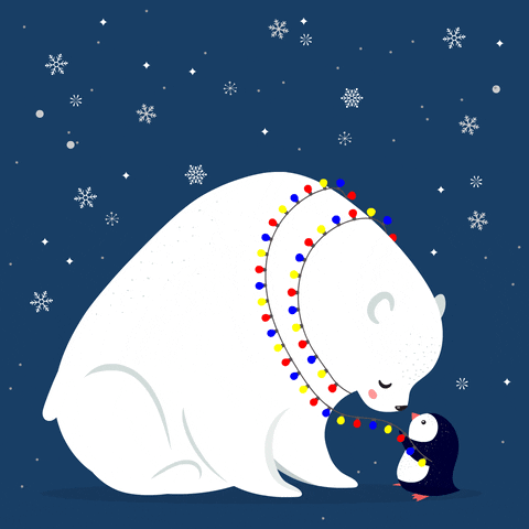 tokkigifting holiday penguin snowflakes polarbear GIF