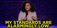 rose matafeo my standards are low GIF by Team Coco