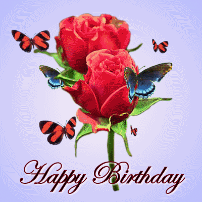 dotdave giphyupload happy birthday butterflies red rose GIF