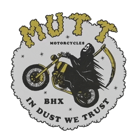 MuttMotorcycles giphyupload motorcycle birmingham grim reaper Sticker