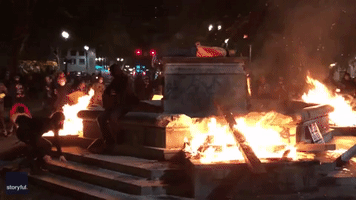 Portland Protesters Set Fire to Base of Elk Statue During 46th Consecutive Night of Demonstrations