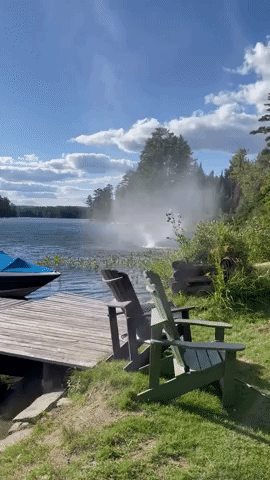 Mini Waterspout Swirls on Quebec Lake