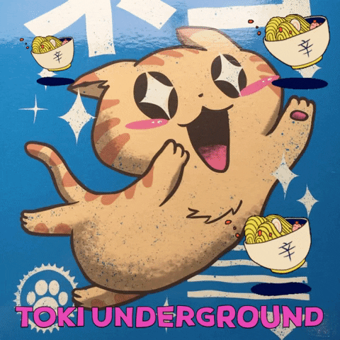 TokiUnderground food kitty delivery noodles GIF