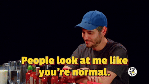 Hot Ones Act Normal GIF by First We Feast