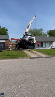 Crane Removing Tree Falls on Indiana Home