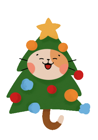 Christmas Tree Cat Sticker by Stickerrific