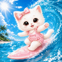 White Cat Summer GIF