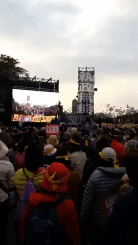 Hell Money Thrown Into Air During Taipei's Pension Reform Protest