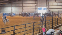 Girl Narrowly Avoids Fall From Horse During Ranch Rodeo Session