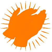 Orange Hand Sticker by pulsmacher