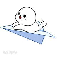 Flying On My Way GIF by Sappy Seals