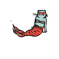 peachbabystudio cat mermaid peachbaby mercat Sticker