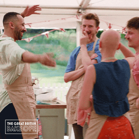 Friends Hug GIF by The Great British Bake Off