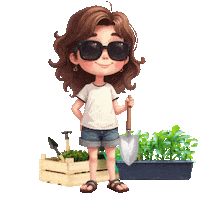 Boys Girls Gardening Sticker