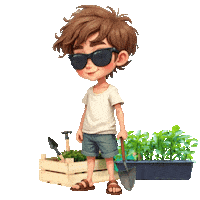 Boys Girls Gardening Sticker