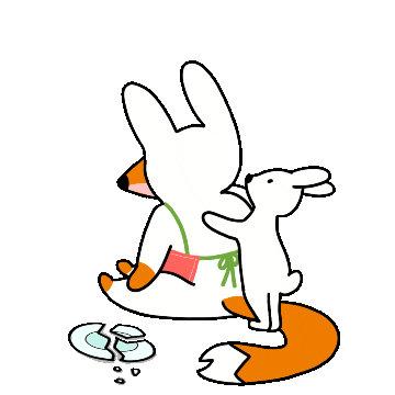 foxbrush_ giphyupload fox rabbit tap Sticker