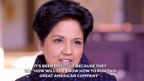 giphydvr giphyaaarchives indra nooyi it's been difficult because they go how will she know how to run this great american company GIF