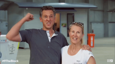 cheer kerrie and spence GIF by theblock