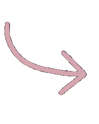 Sticker gif. Baby pink arrow curves down and to the right.